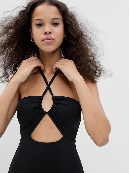 Image number 3 showing, Halter One-Piece Swimsuit