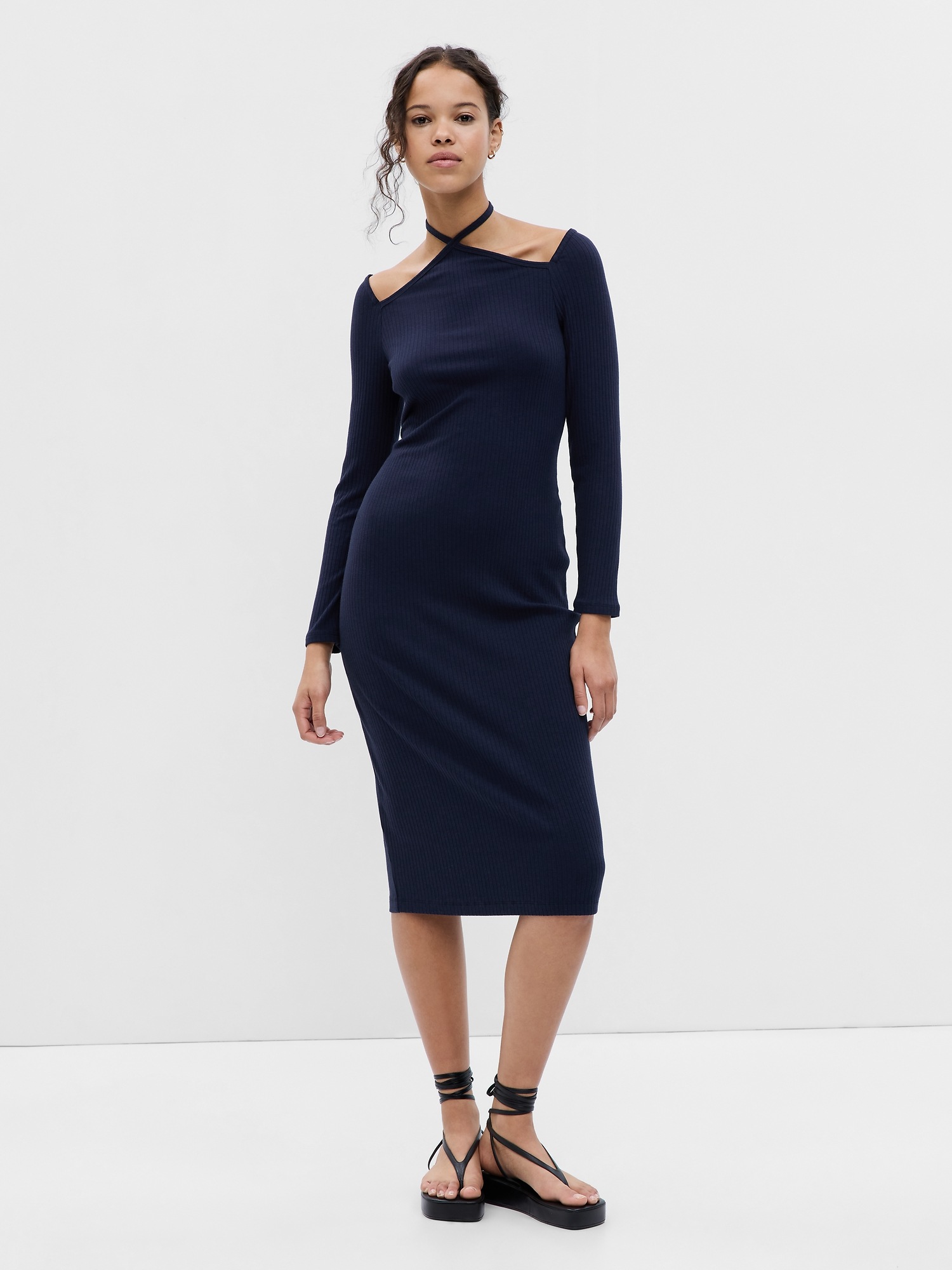 Tie-Neck Cutout Midi Dress | Gap