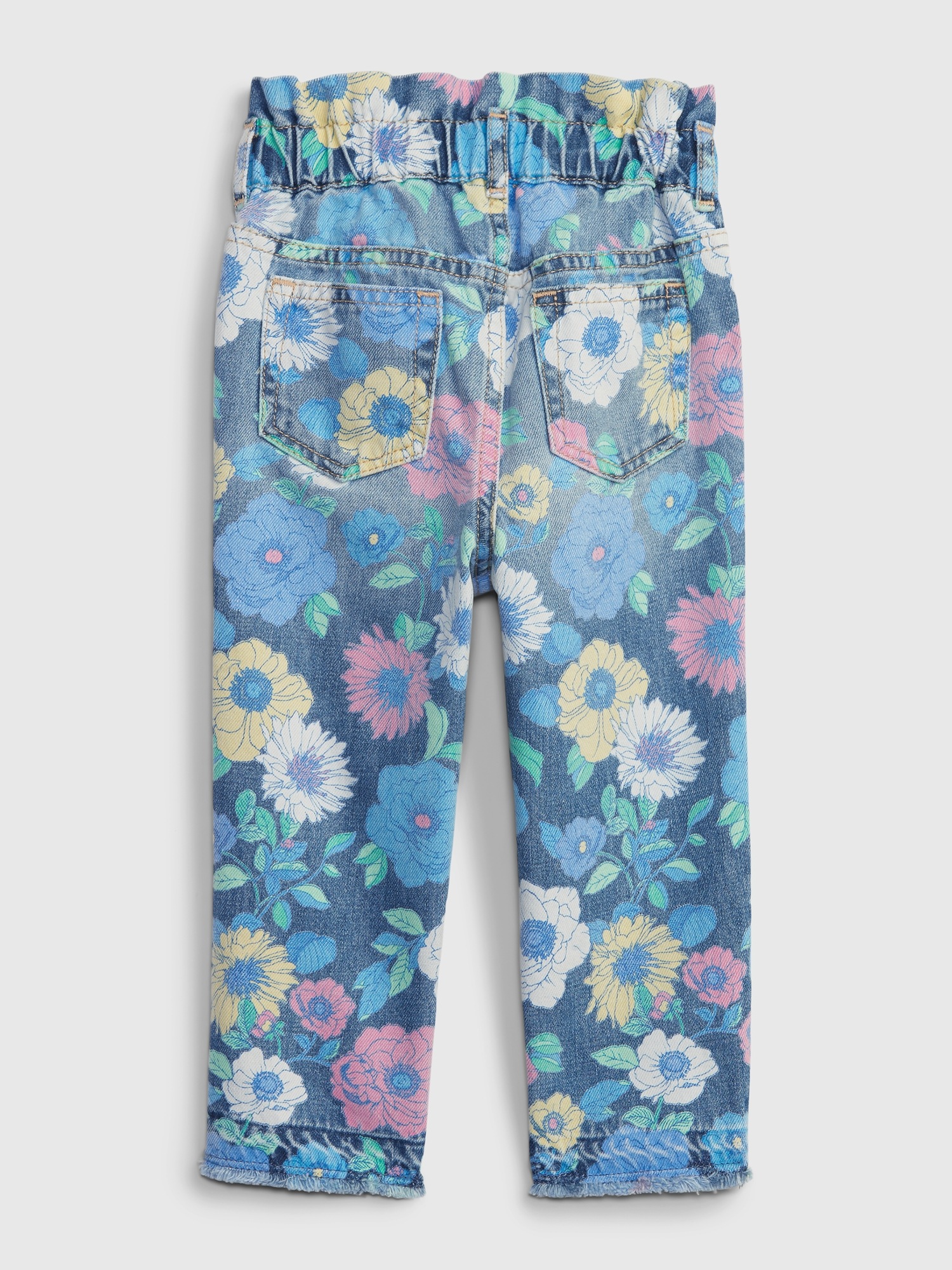 Blue Floral Print Mom Jeans