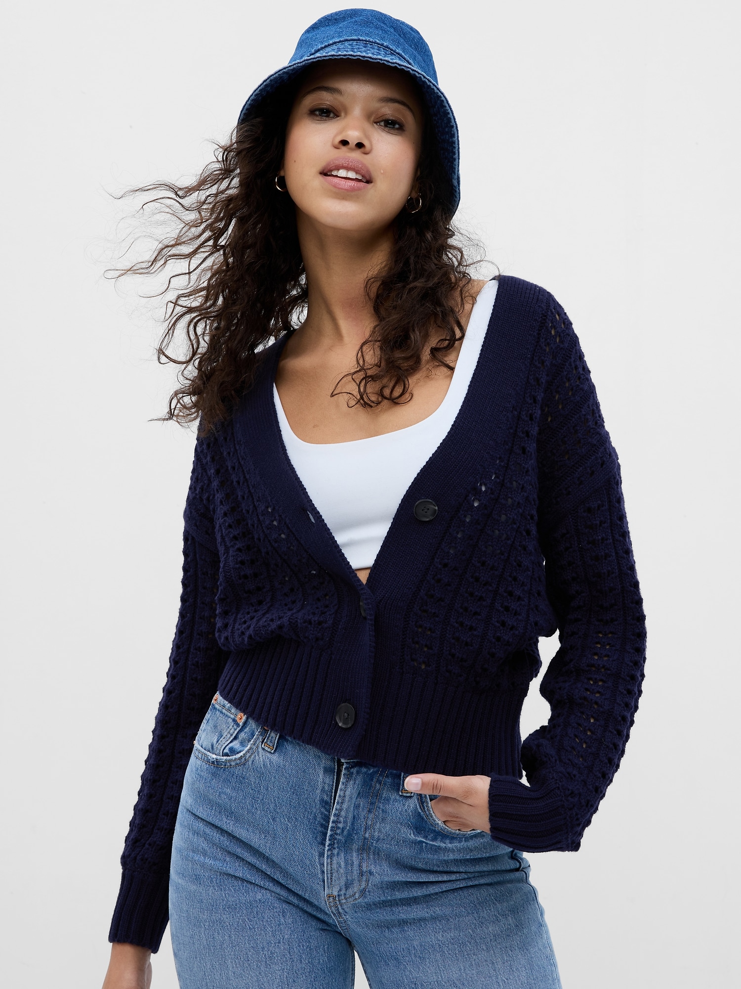 Navy blue 2025 crochet cardigan