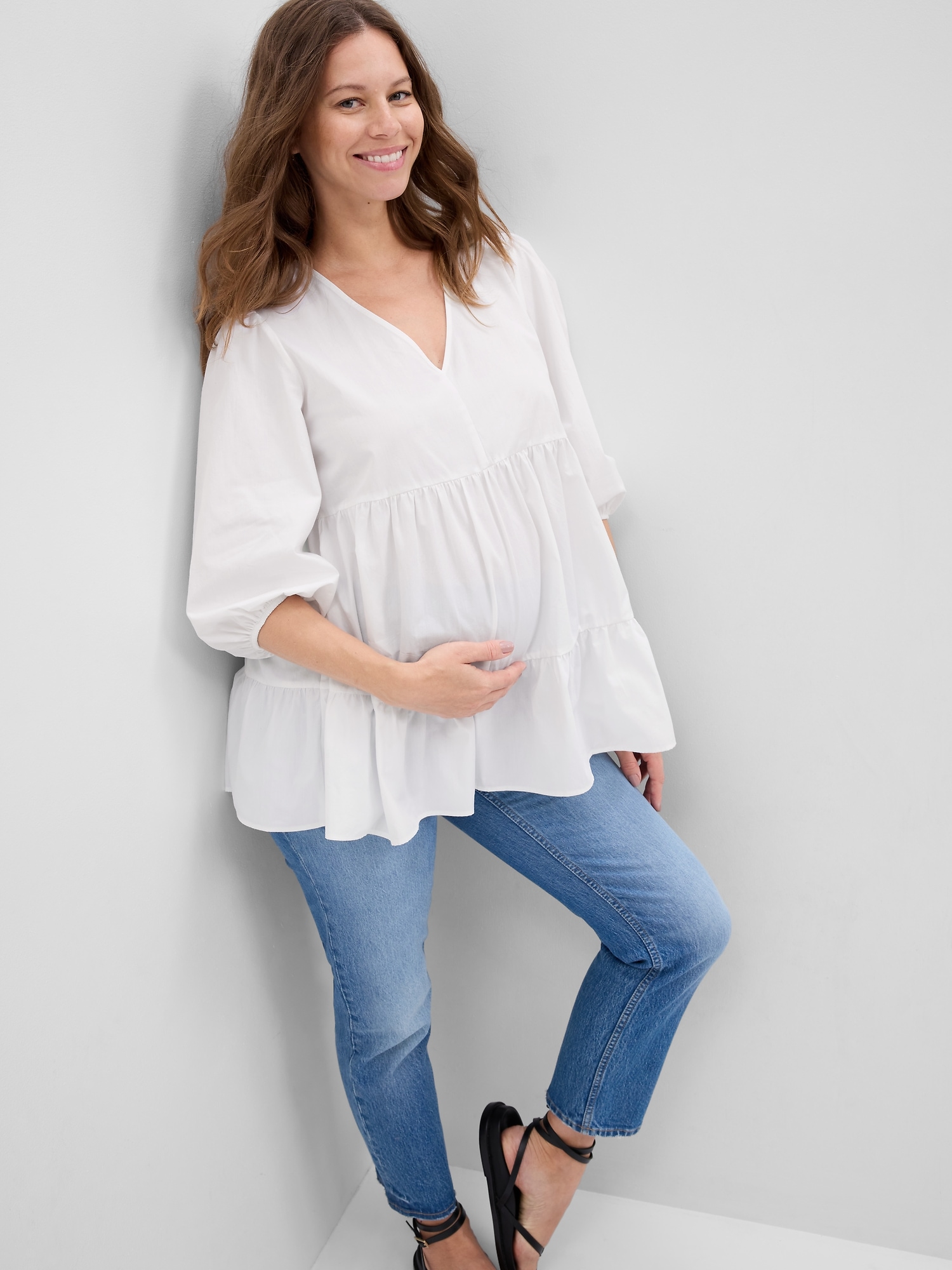 Maternity Poplin Tiered Top | Gap