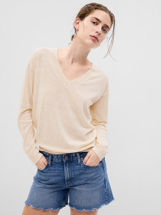 Image number 4 showing, Linen-Blend V-Neck Sweater