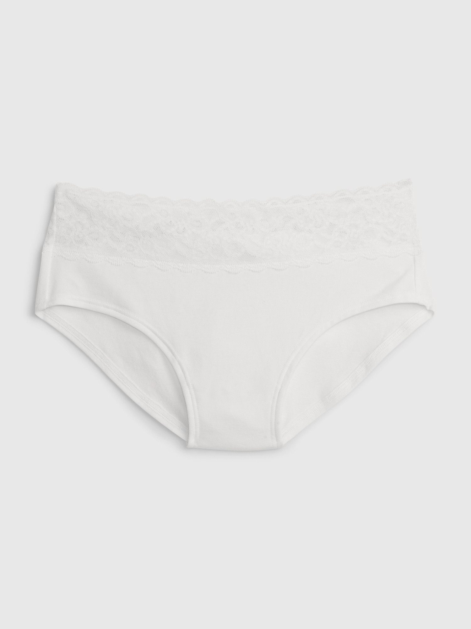 Gap Organic Stretch Cotton Lace-Trim Hipster white. 1