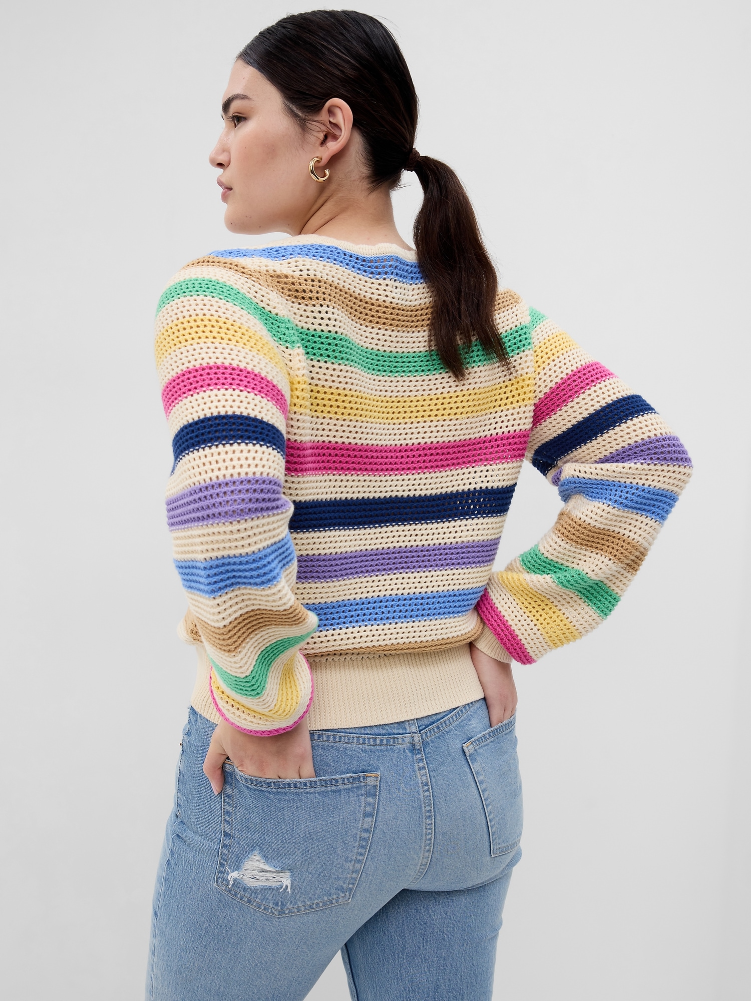 Kenneth Cole New York - Wide Stripe Crop Sweater