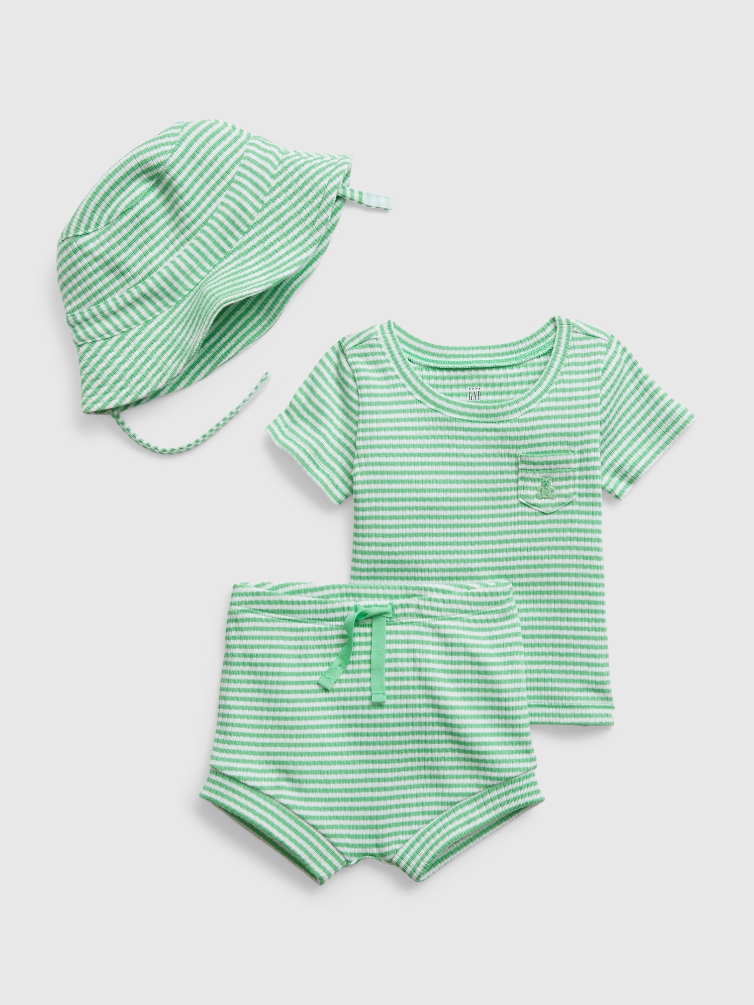 Gap Baby Three-Piece Rib Outfit Set green. 1