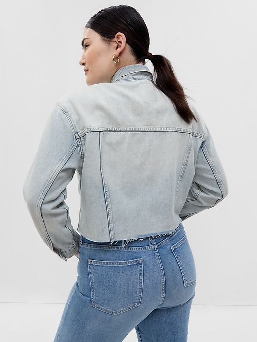 Image number 5 showing, Oversized Cropped Denim Jacket with Washwell