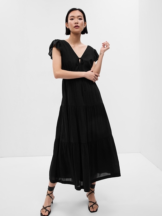 Image number 1 showing, Flutter Sleeve Tiered Maxi Dress