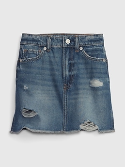 A-line denim skirt - Denim blue/Block-coloured - Kids