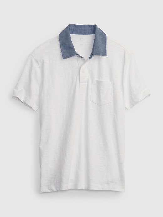 View large product image 1 of 1. Kids Chambray Collar Polo Shirt