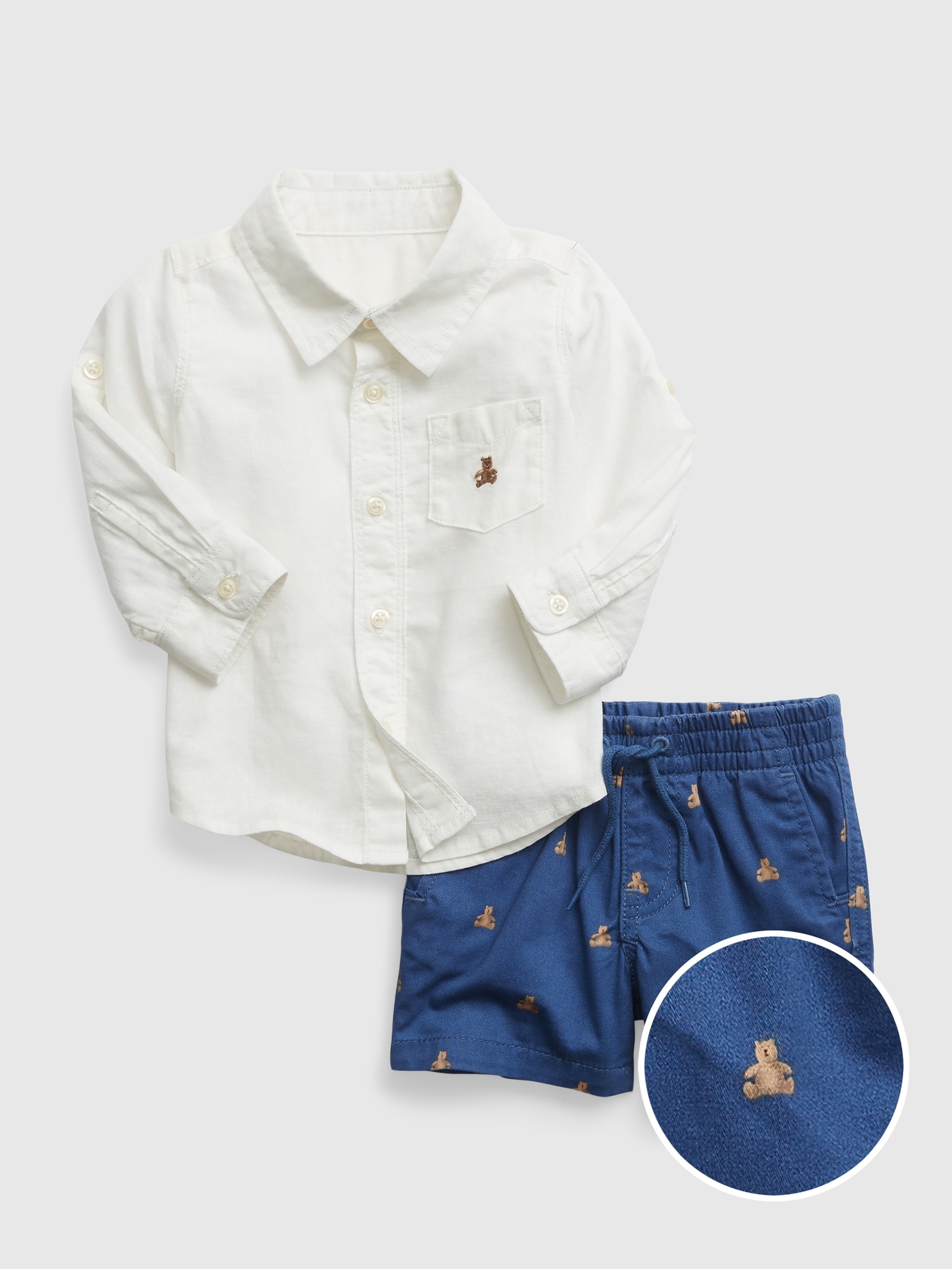 Gap Baby Linen-Cotton Two-Piece Outfit Set white. 1