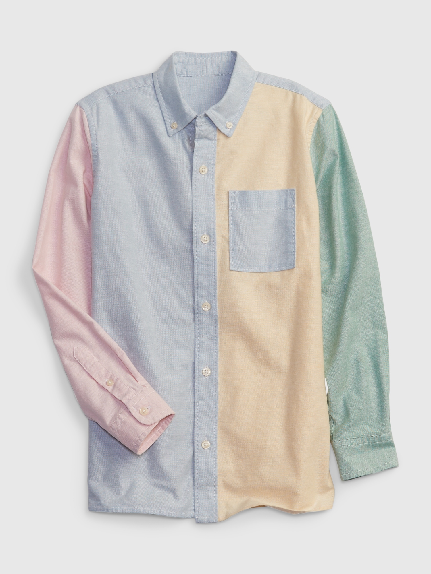 Gap Kids Linen-Cotton Colorblock Oxford Shirt multi. 1