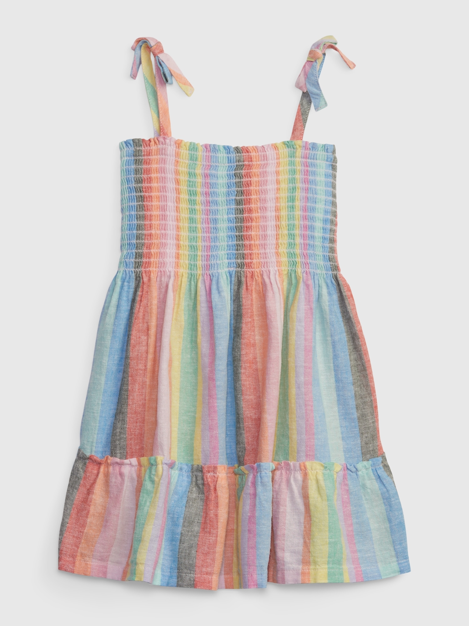 Gap Toddler Linen-Cotton Stripe Tiered Dress multi. 1