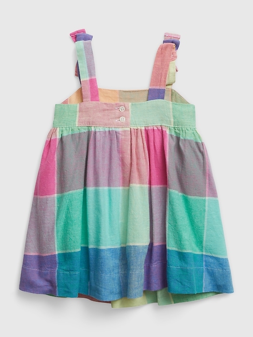 Image number 2 showing, Baby Linen-Cotton Spring Plaid Dress