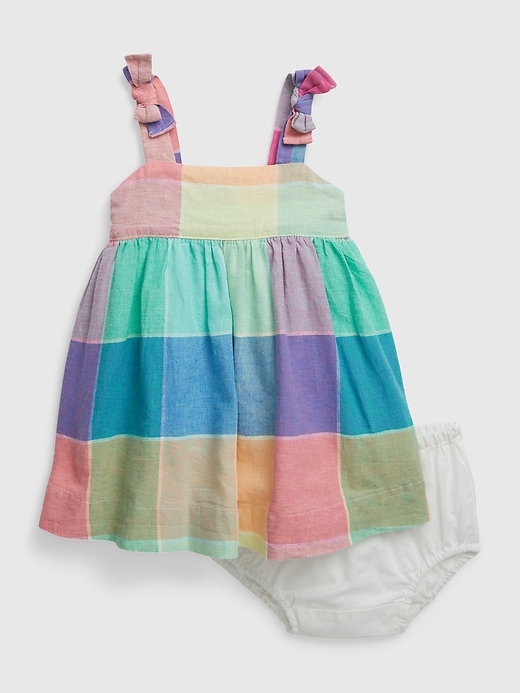Image number 3 showing, Baby Linen-Cotton Spring Plaid Dress