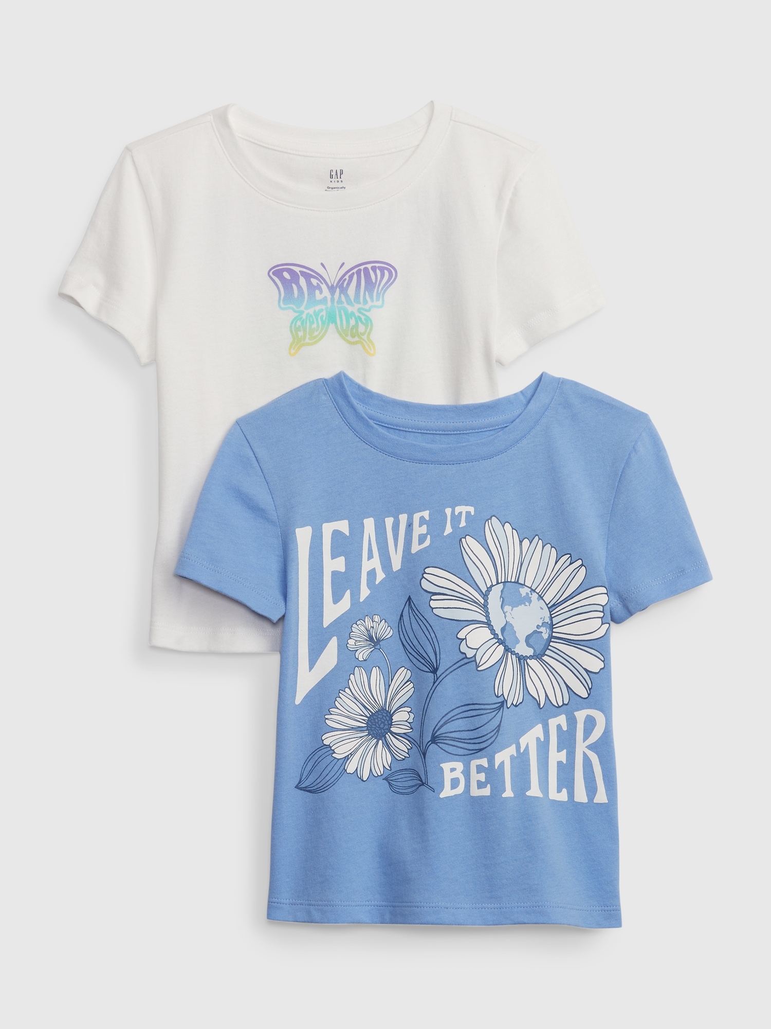 Gap Kids 100% Organic Cotton Graphic T-Shirt (2-Pack) blue. 1