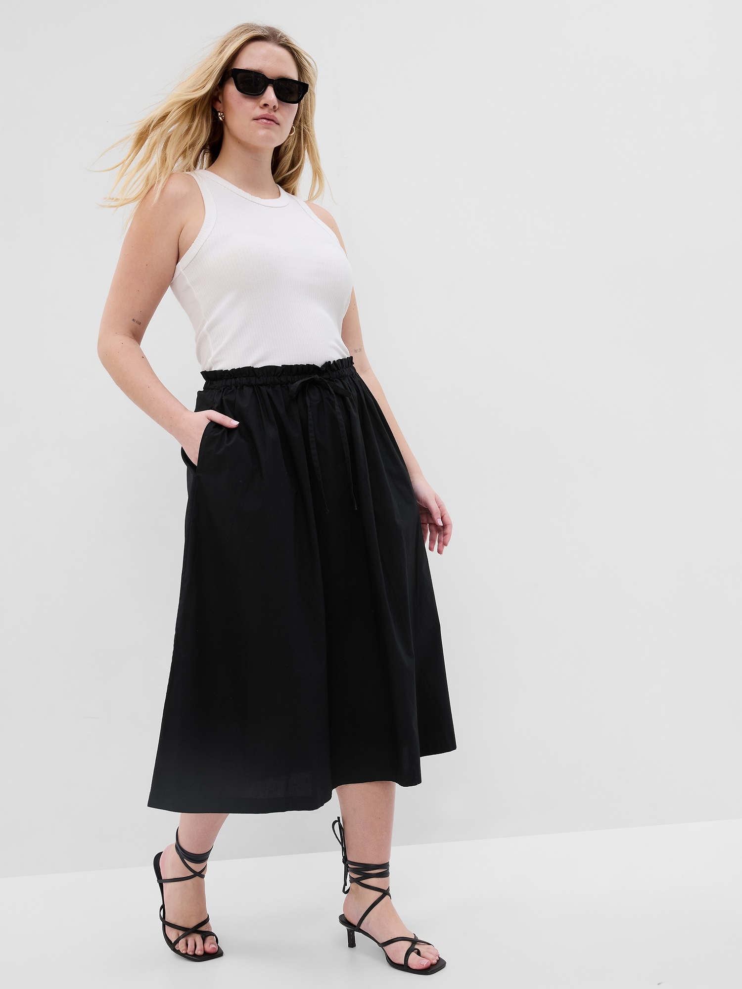 Paperbag skirt outlet midi