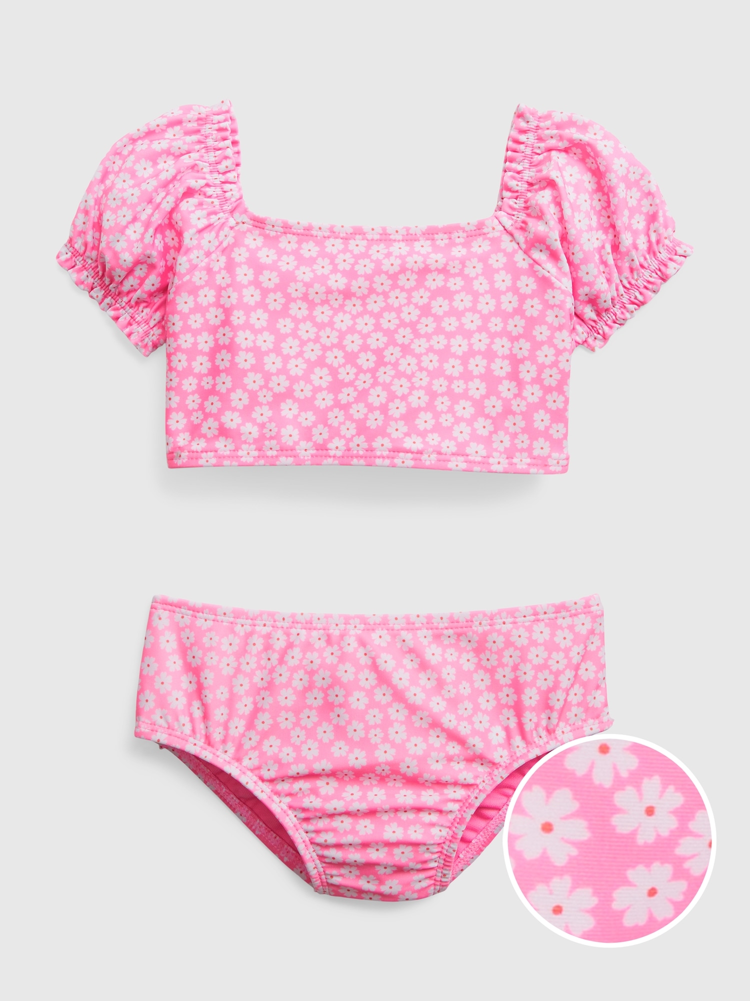 Gap Toddler Recycled Puff Sleeve Swim Two-Piece pink. 1