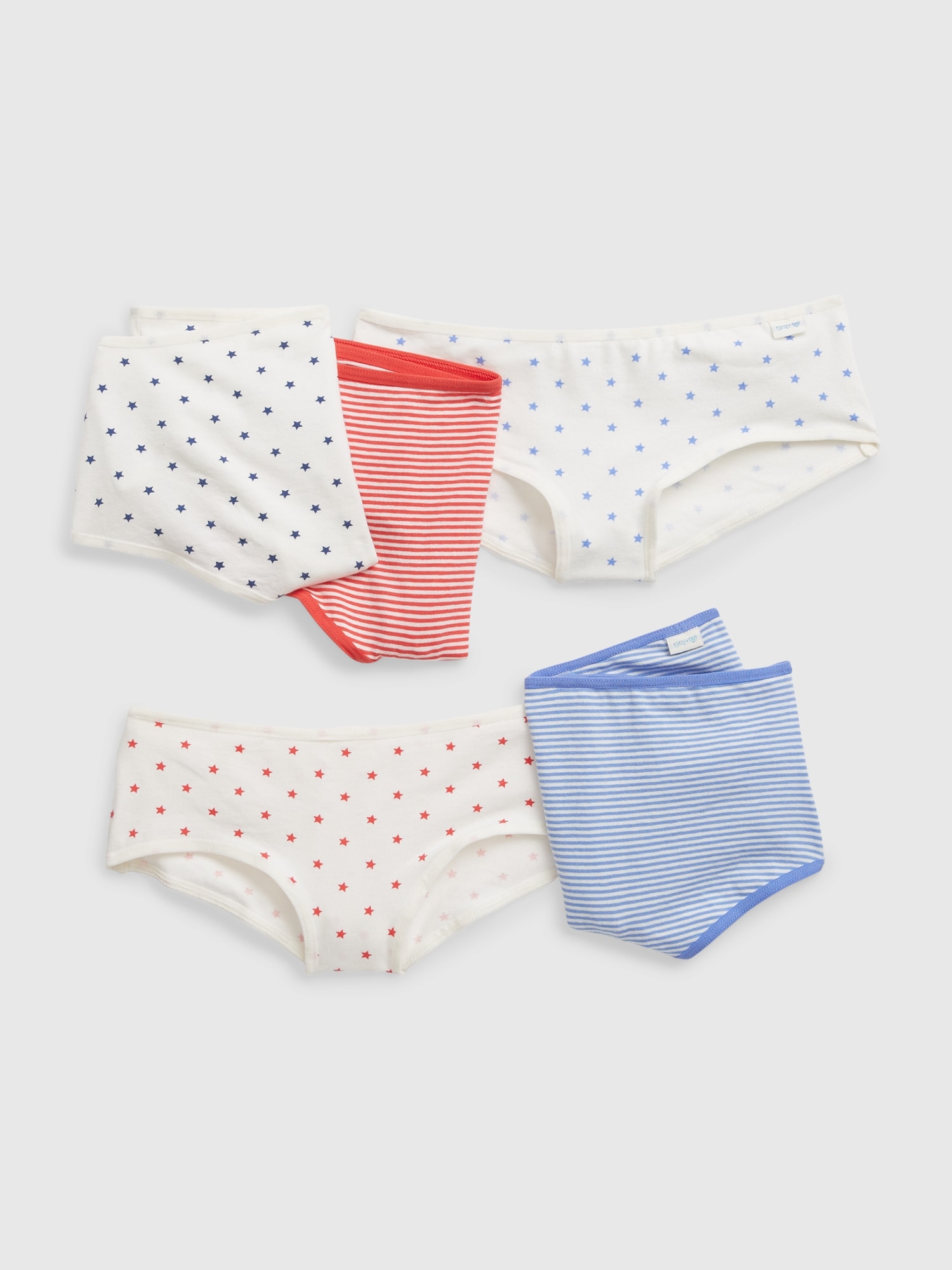Kids Organic Cotton Stars and Stripes Bikini Briefs (5-Pack)