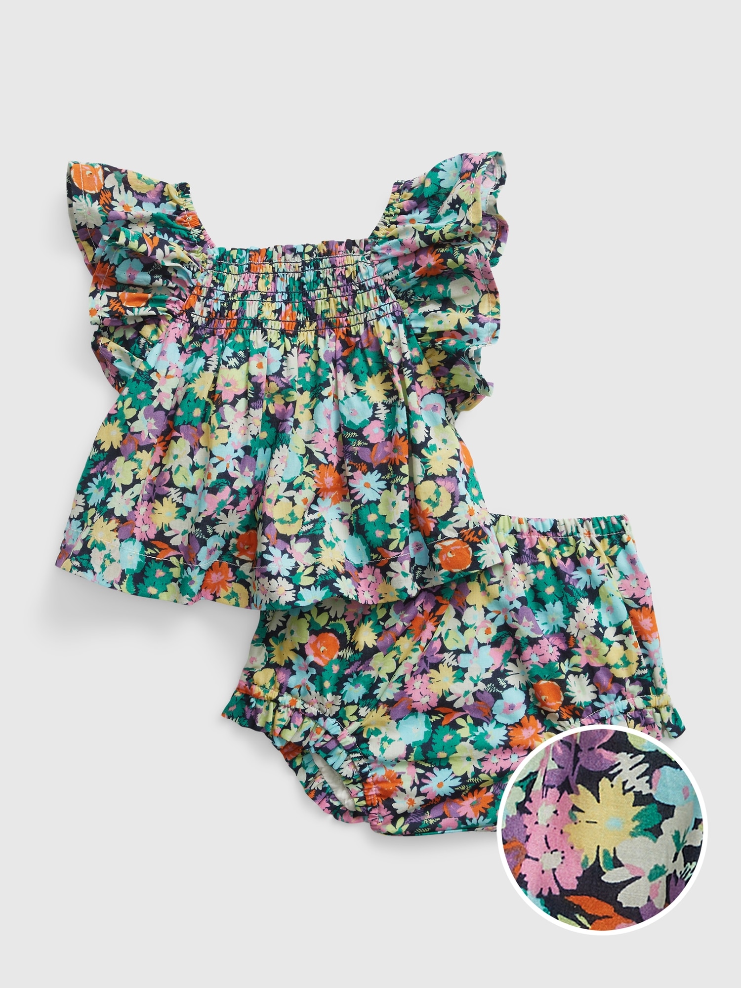 Gap Baby Smocked Floral Outfit Set multi. 1