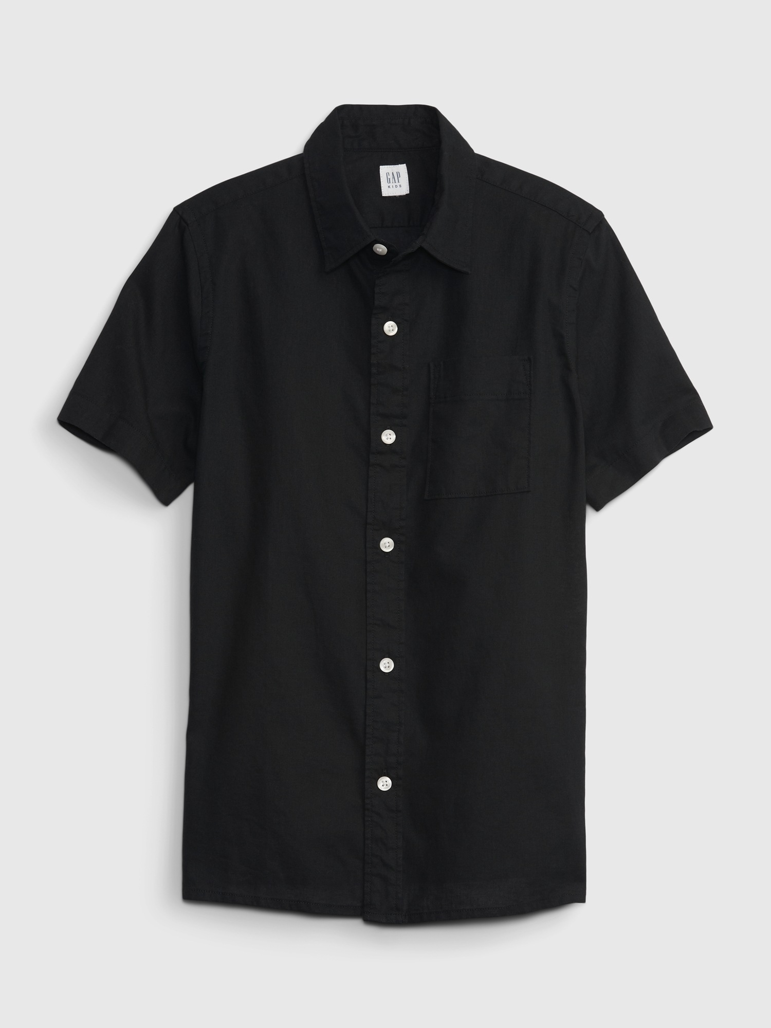 Gap Kids Linen-Cotton Oxford Shirt black. 1