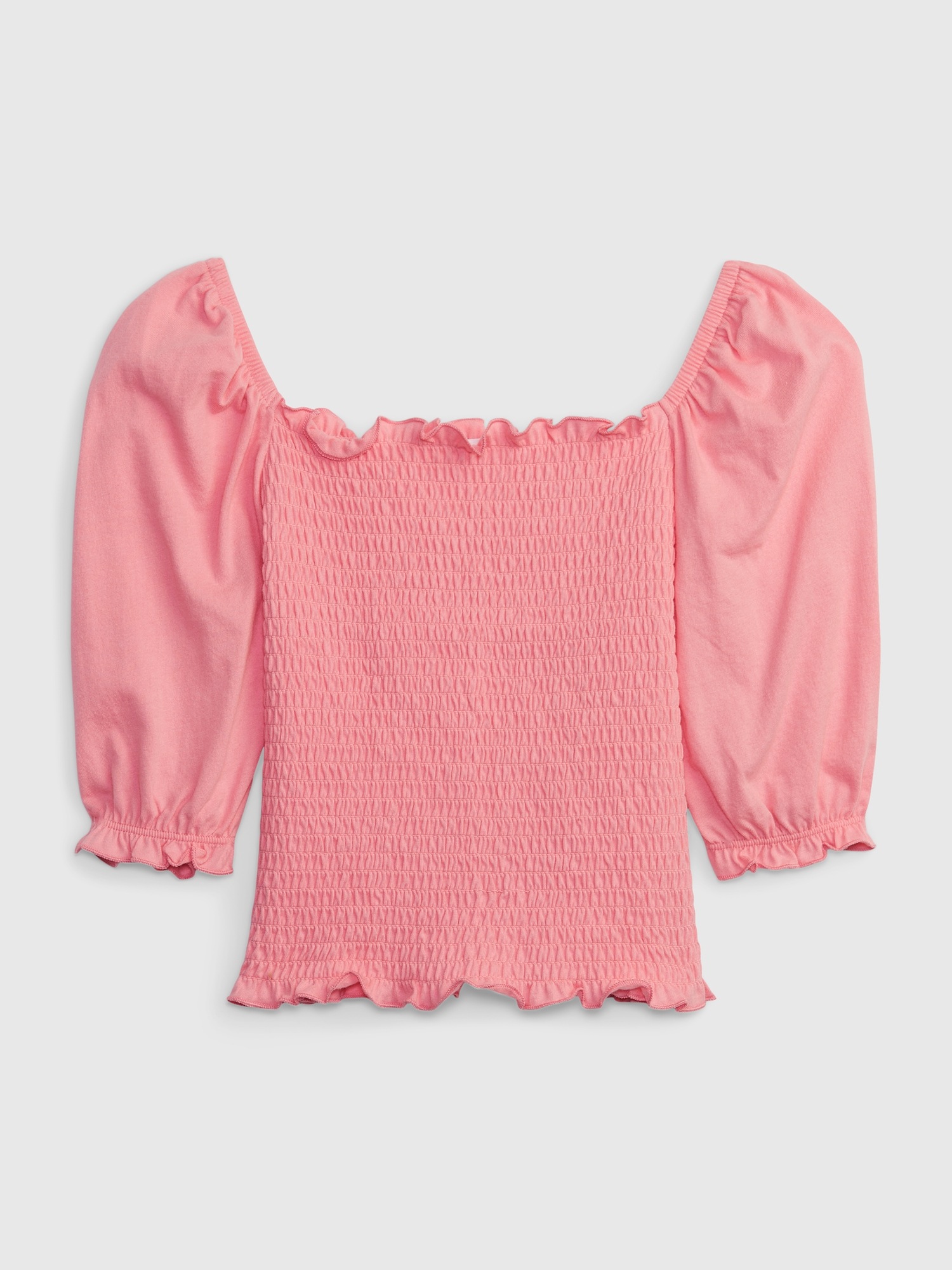 Gap Kids Puff Sleeve Smocked Top pink. 1