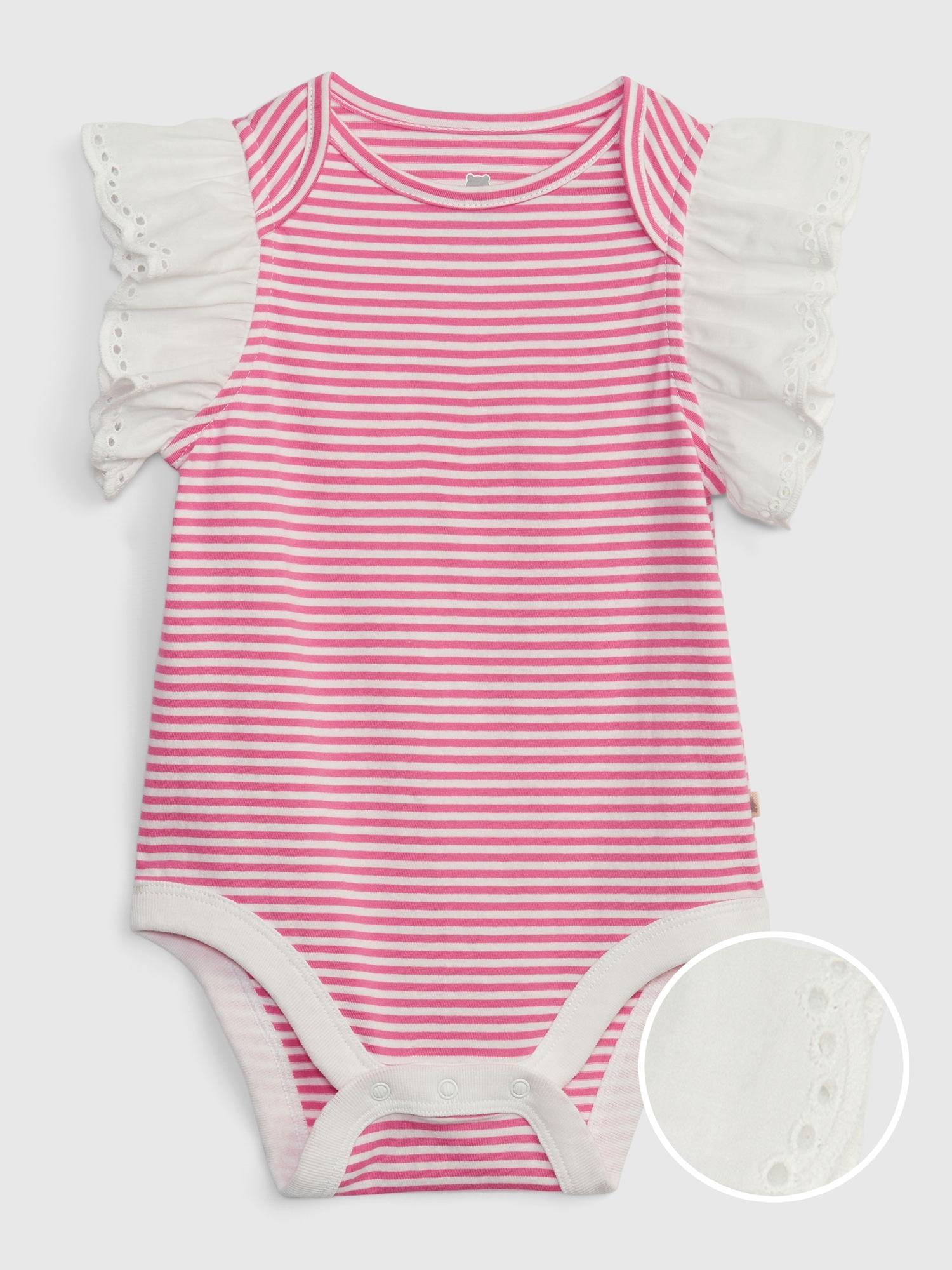 Gap Baby 100% Organic Cotton Mix and Match Eyelet Ruffle Bodysuit pink. 1