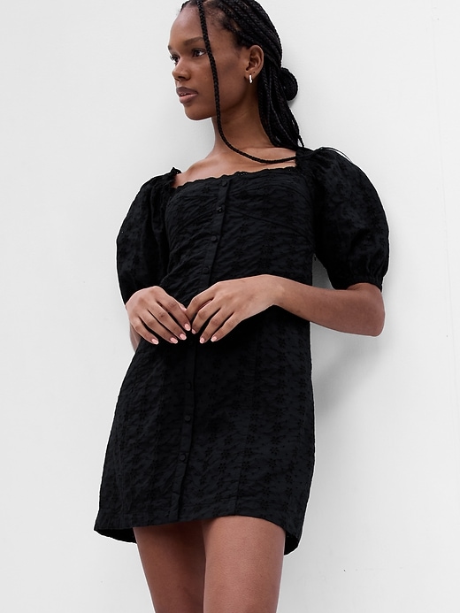 Image number 7 showing, Puff Sleeve Eyelet Mini Dress