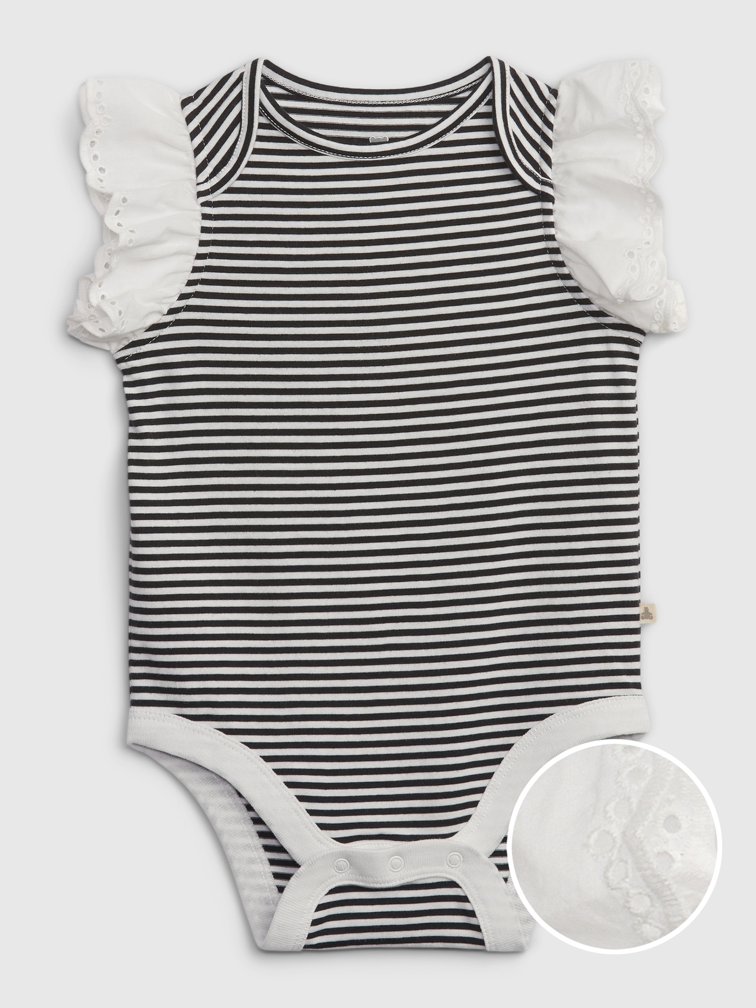 Gap Baby 100% Organic Cotton Mix and Match Eyelet Ruffle Bodysuit black. 1