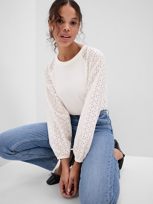 Image number 4 showing, Vintage Soft Eyelet Sweatshirt