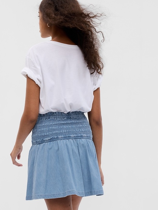 Image number 2 showing, LENZING&#153 TENCEL&#153 Lyocell Smocked Denim Mini Skirt with Washwell