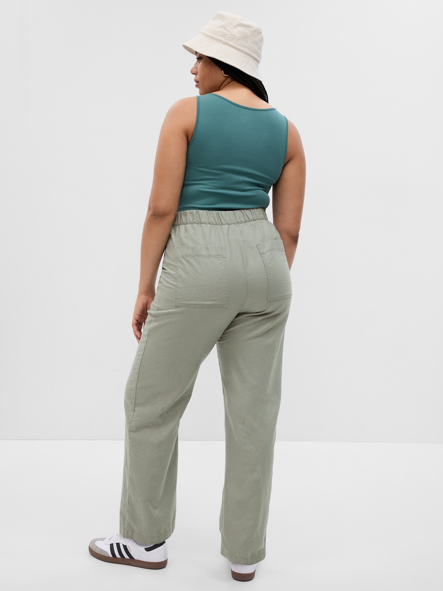 KIHOUT Pants For Women Deals Women's Solid Cotton Linen Loose Wide