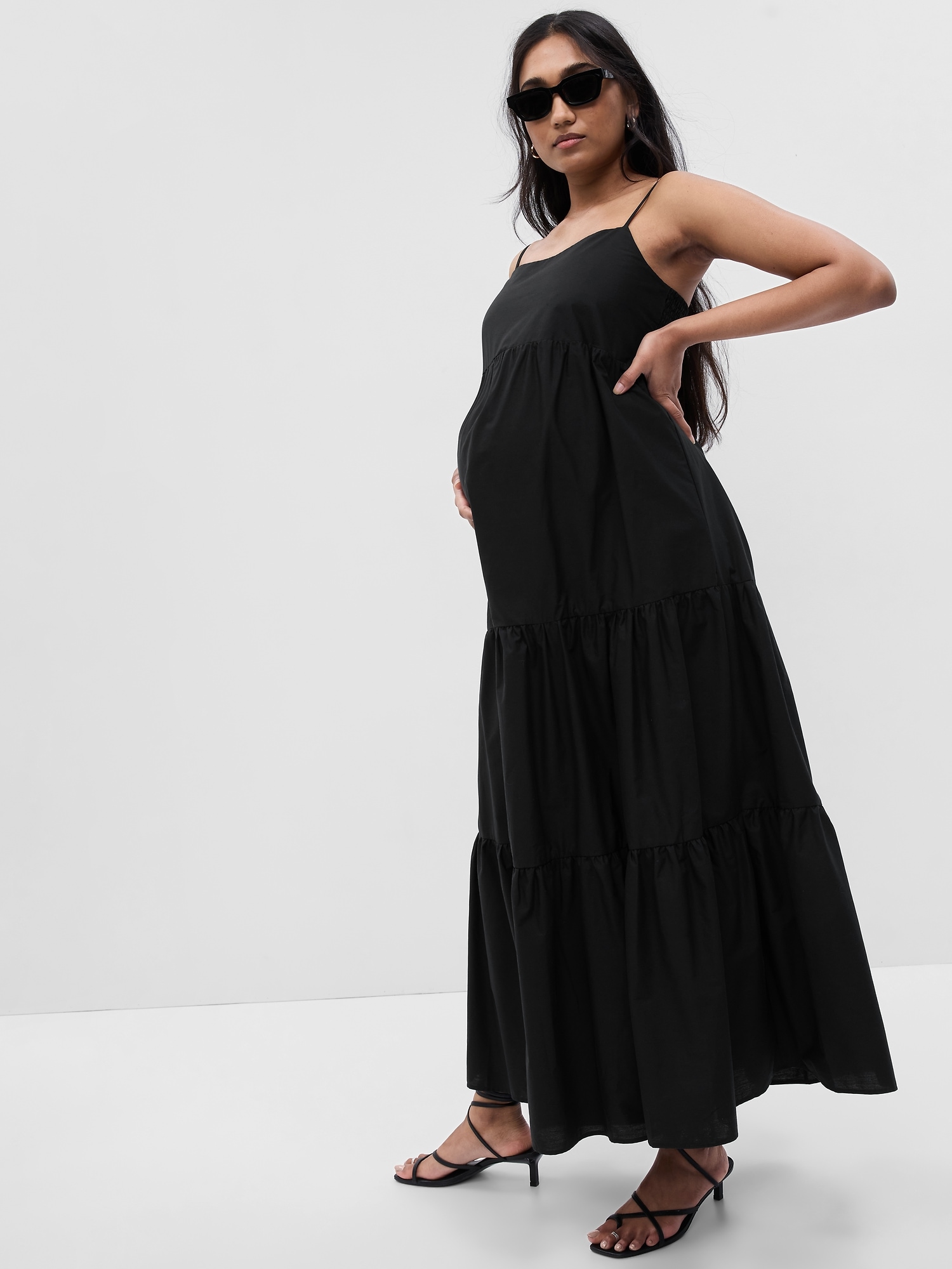 100% Organic Cotton Maternity Tiered Maxi Dress