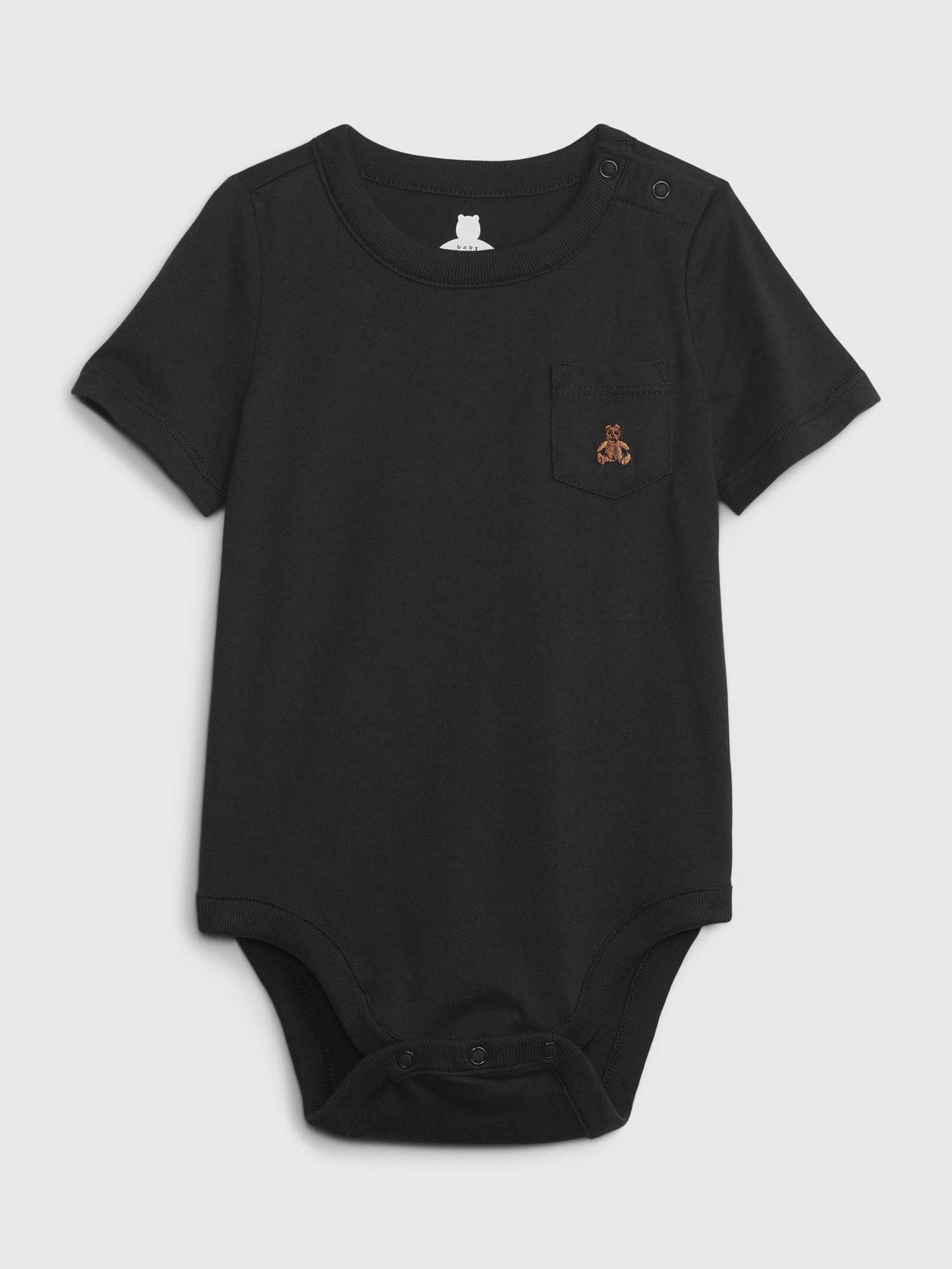 Gap Baby 100% Organic Cotton Mix and Match Pocket Bodysuit black. 1
