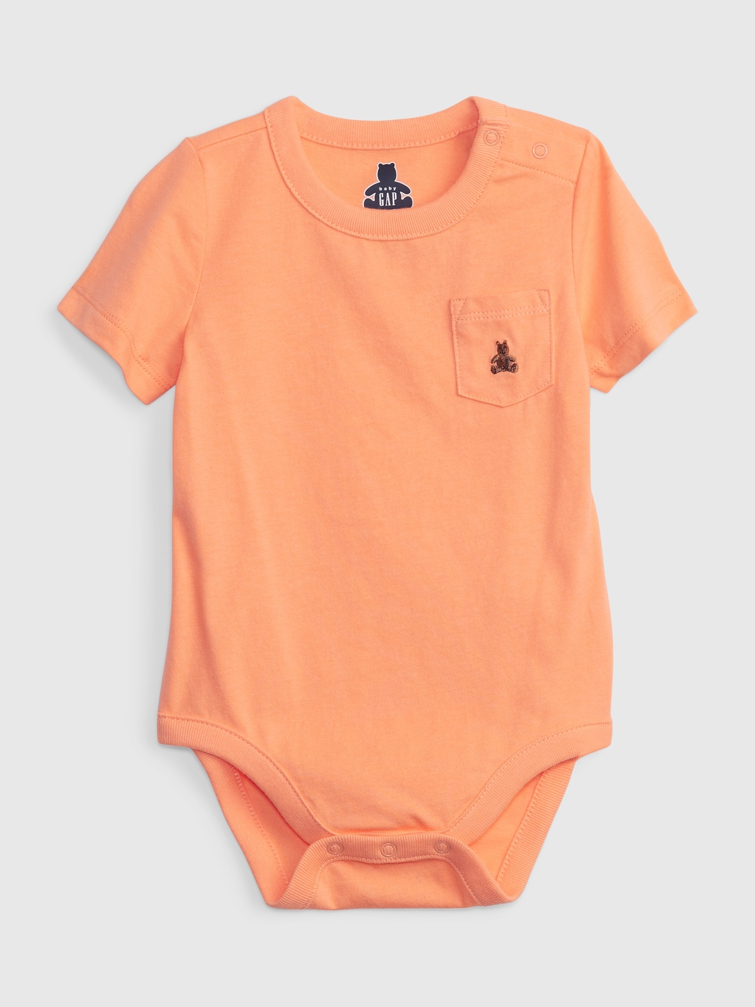 Gap Baby 100% Organic Cotton Mix and Match Pocket Bodysuit orange. 1