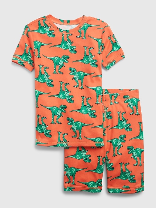 Image number 1 showing, Kids 100% Organic Cotton Dino PJ Shorts Set