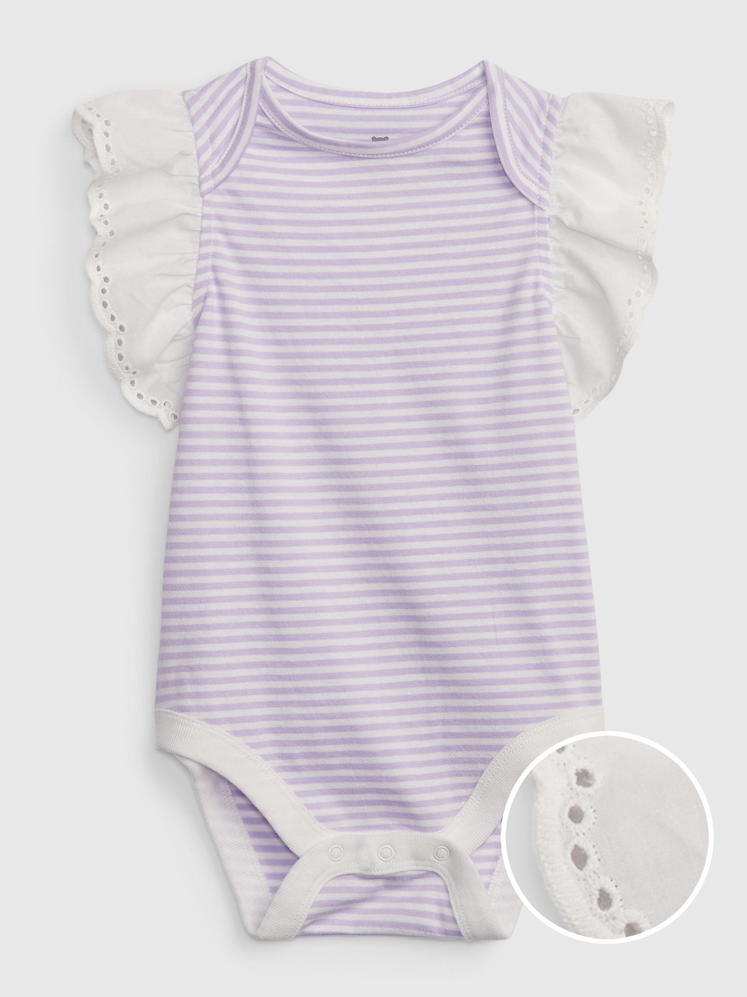 Gap Baby 100% Organic Cotton Mix and Match Eyelet Ruffle Bodysuit purple. 1