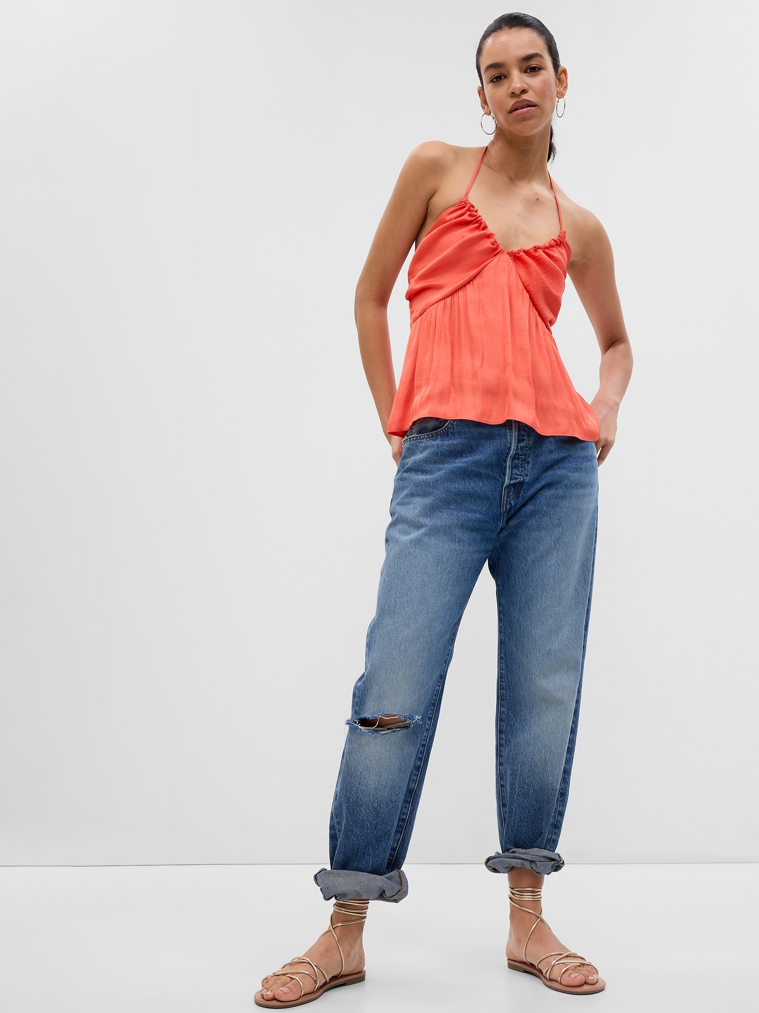 Gap Satin Halter Top orange. 1