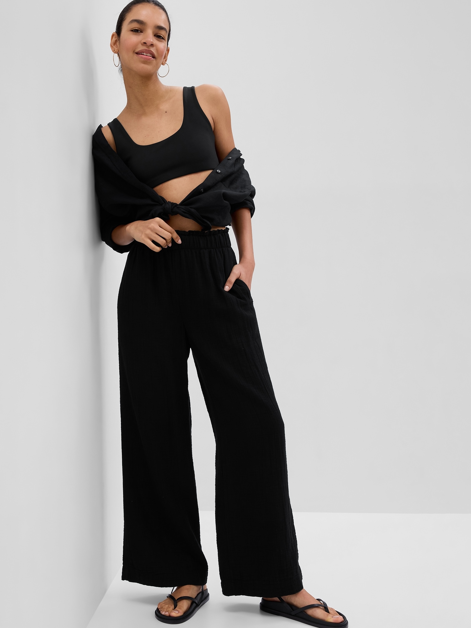 Don't Be Showy Be Flowy Wide Leg Gauze Pant