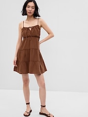 Eyelet Tiered Mini Shirtdress