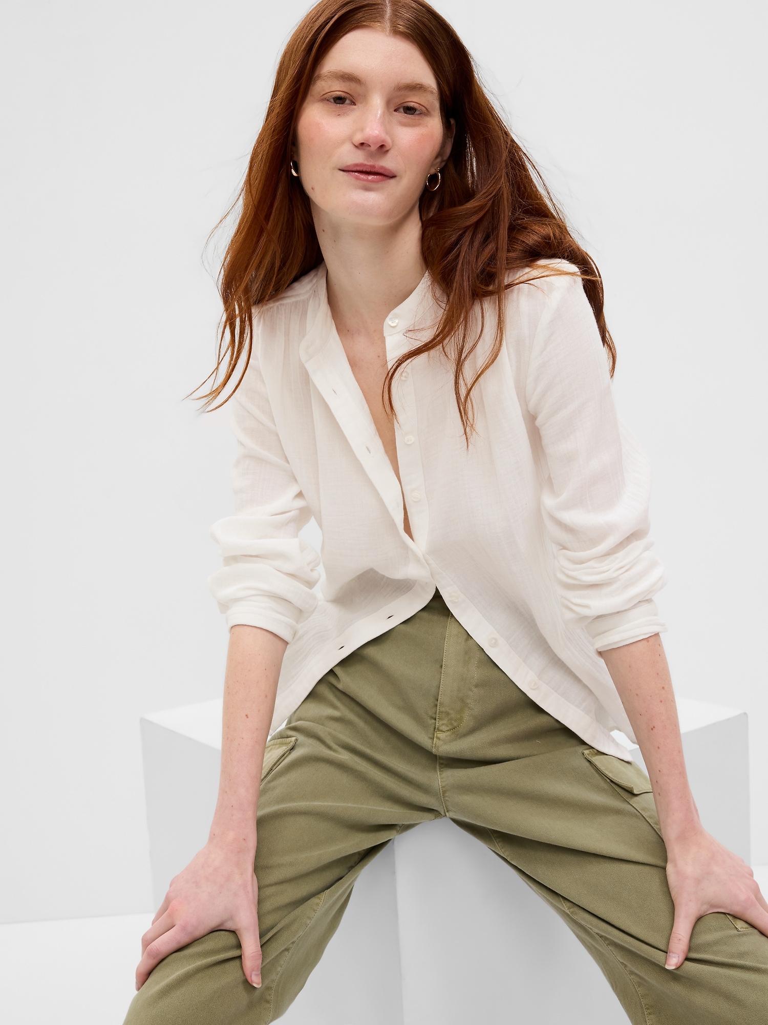 Buy Gap Linen-Cotton Long Sleeve Shirt from the Gap online shop
