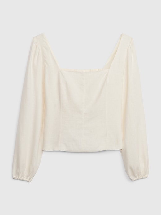 Image number 6 showing, Linen-Blend Puff Sleeve Top