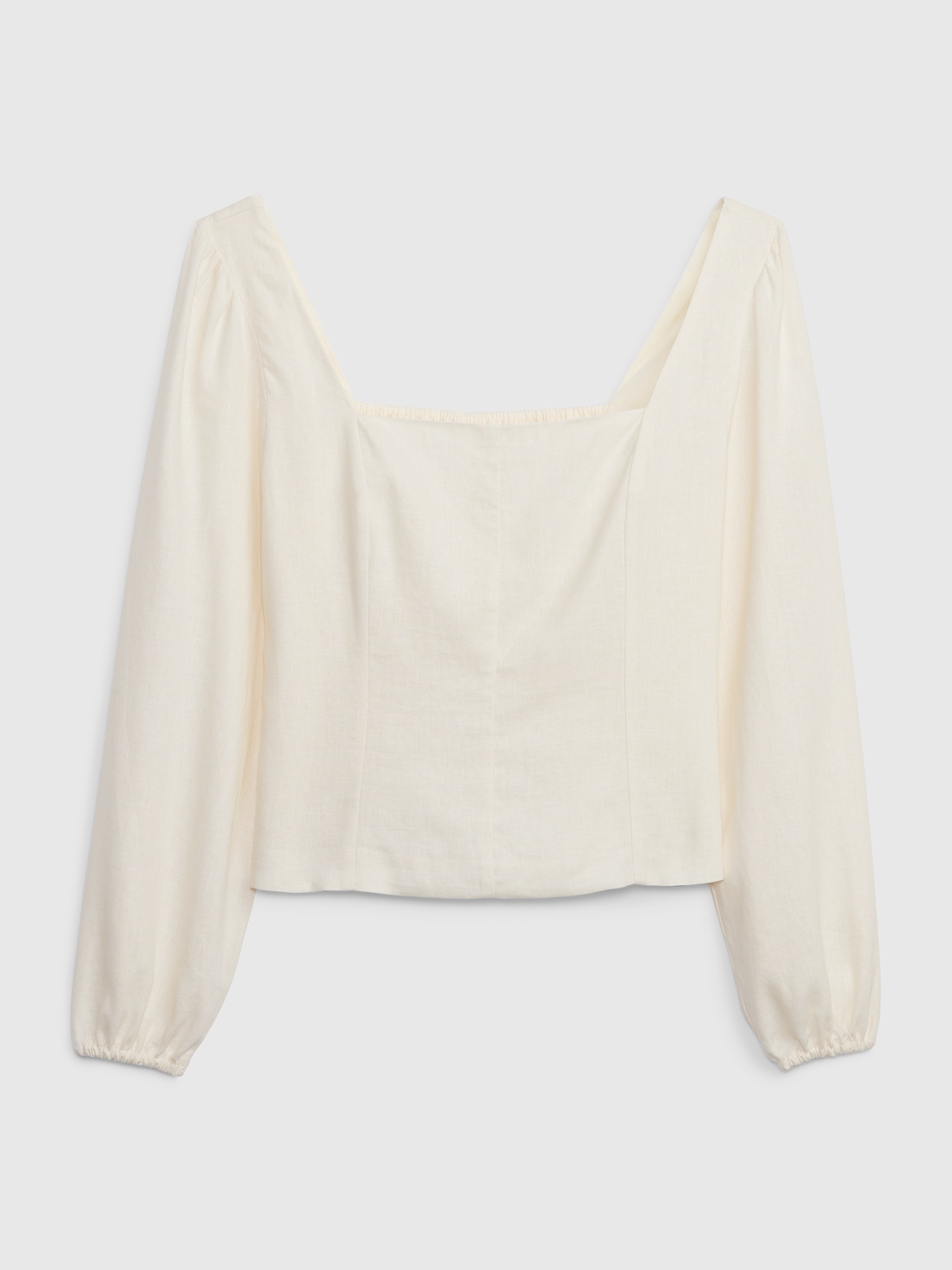 Lucky Brand Snagging linen-blend long sleeve top, beige, large