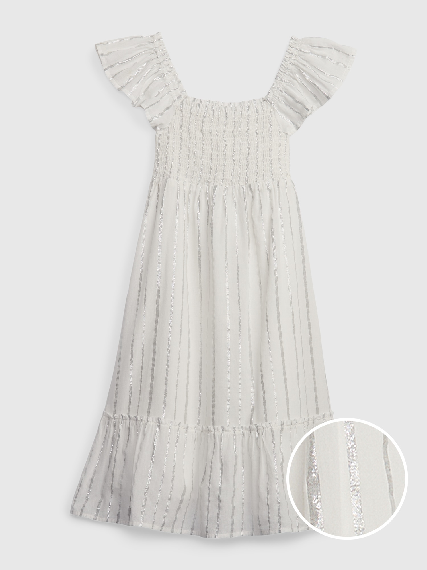 Kids Shiny Smocked Midi Dress