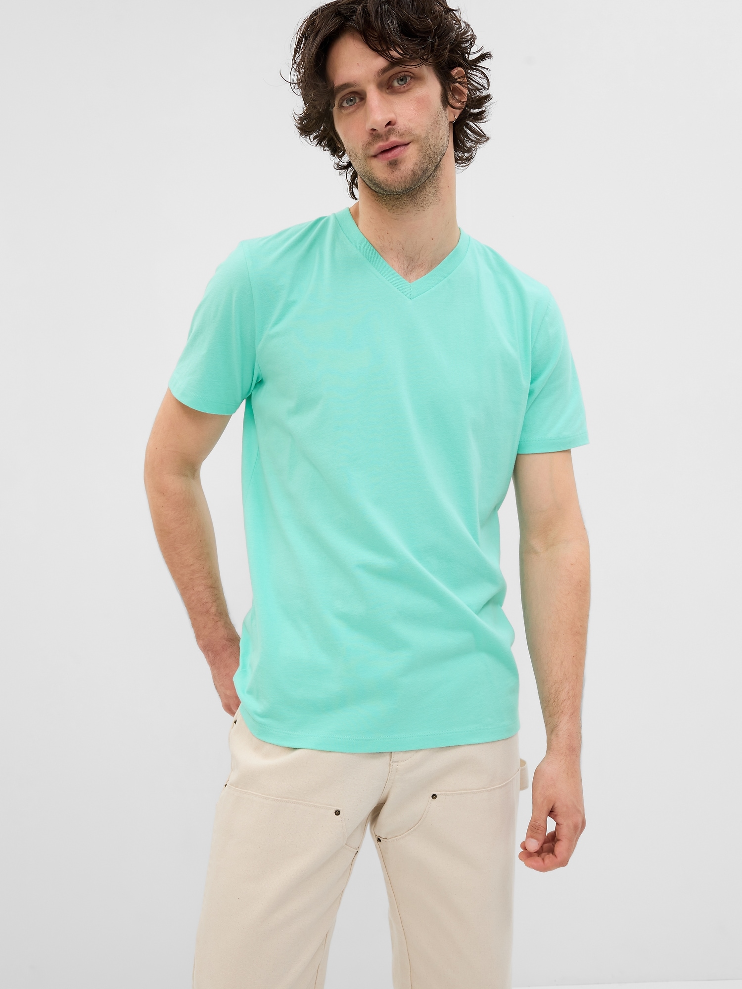 Gap Standard V-Neck T-Shirt blue. 1