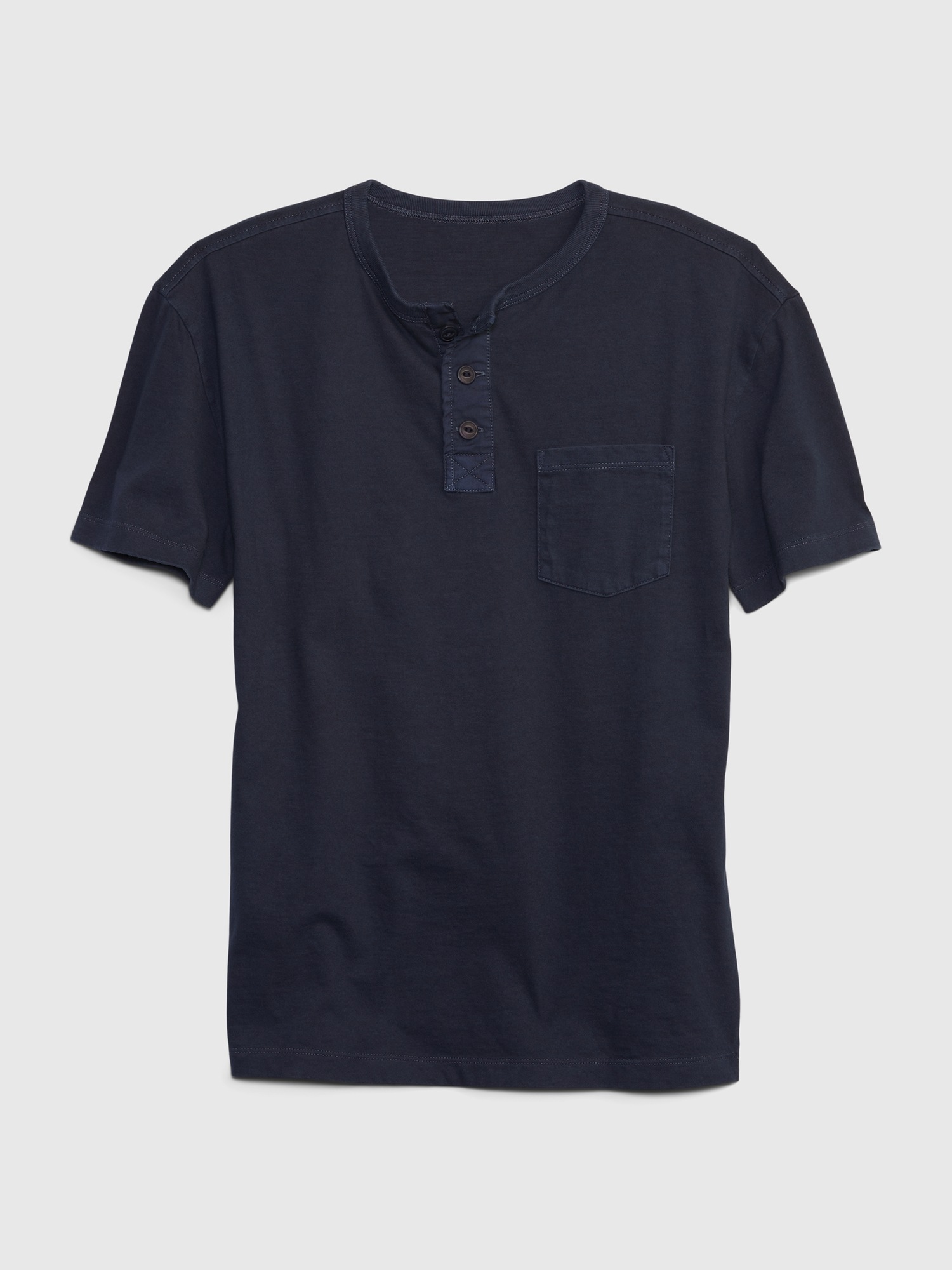 Gap Kids Pocket Henley T-Shirt blue. 1