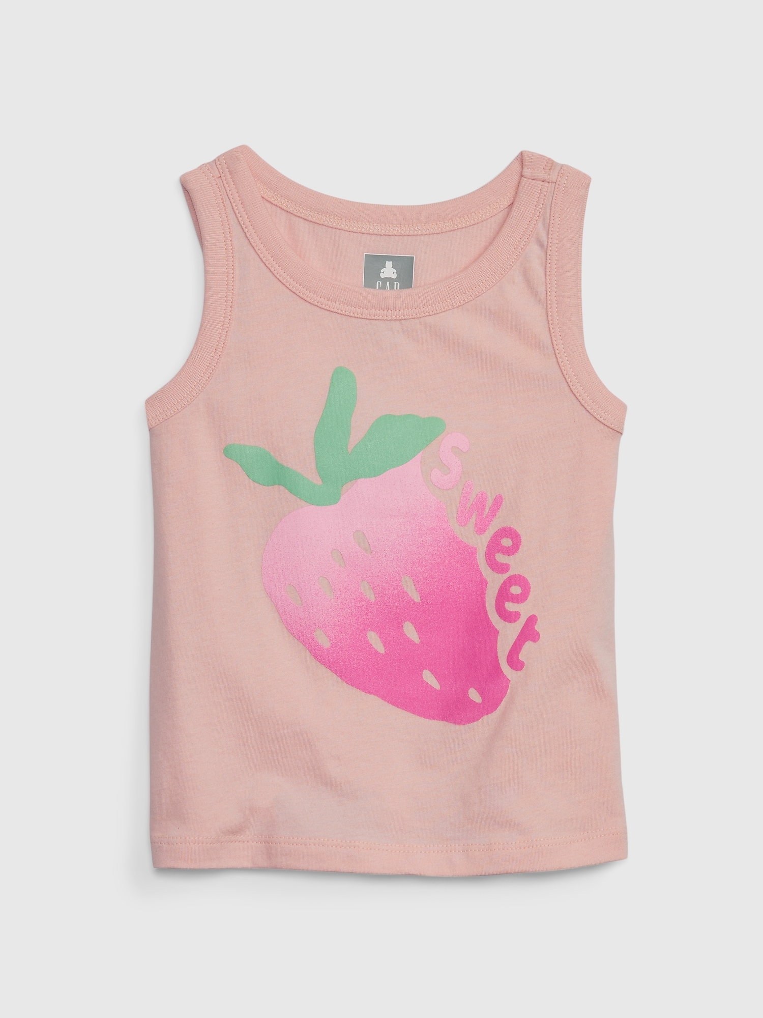 Gap Toddler 100% Organic Cotton Mix and Match Graphic Tank Top pink. 1