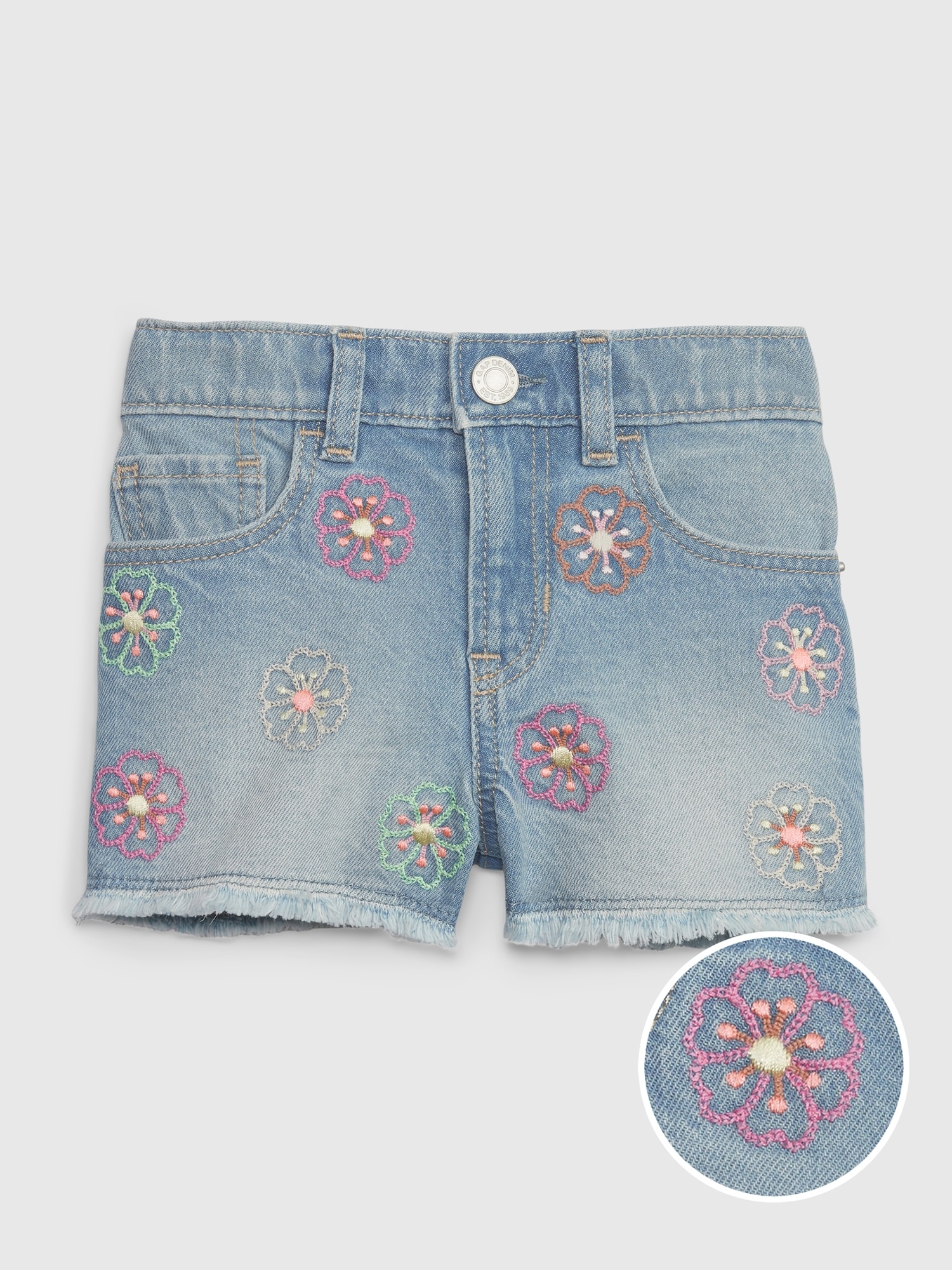 Gap Toddler Embroidered Stride Shorts with Washwell blue. 1