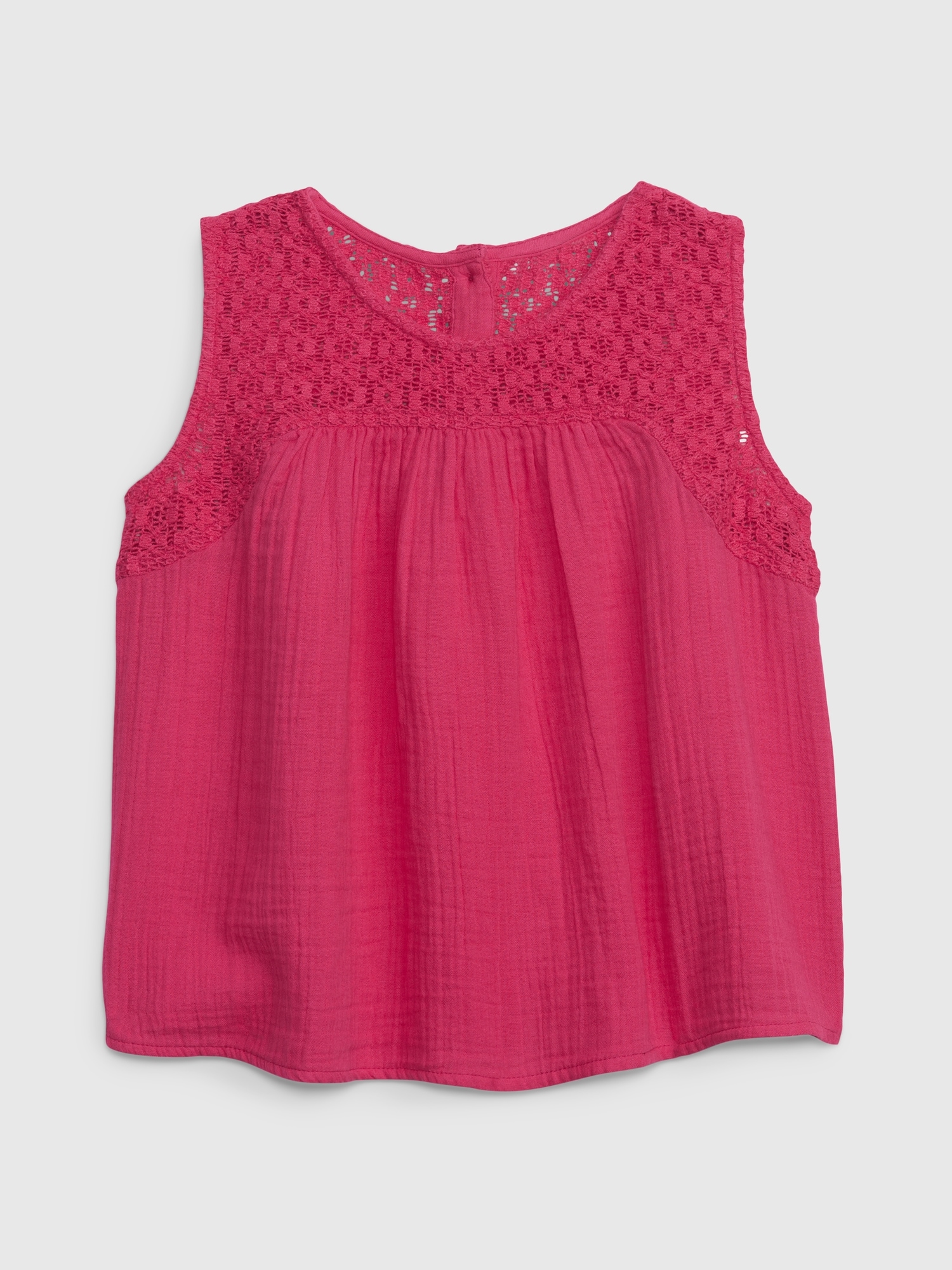 Gap Kids Crinkle Gauze Crochet Top pink. 1