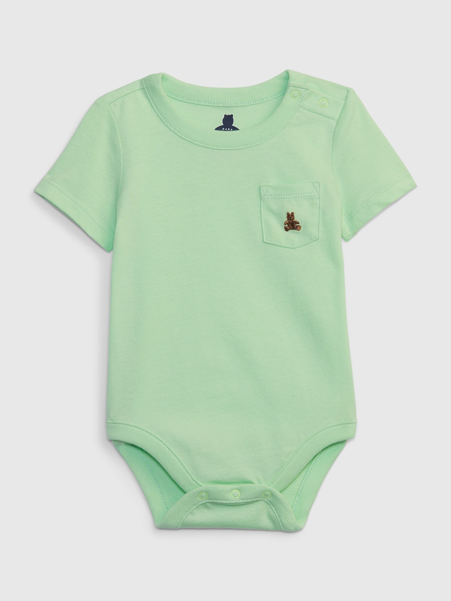 Gap Baby 100% Organic Cotton Mix and Match Pocket Bodysuit green. 1