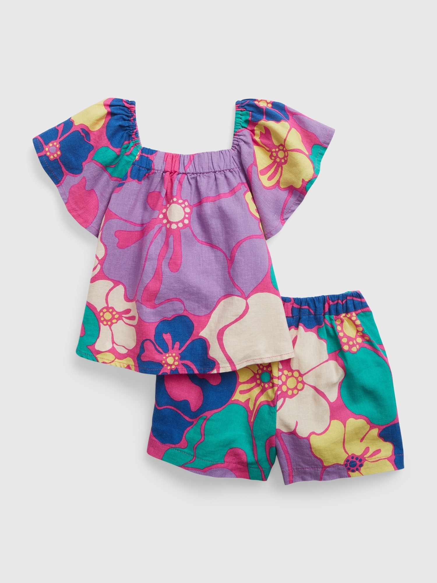 Gap Toddler Linen-Cotton Flutter Sleeve Outfit Set multi. 1